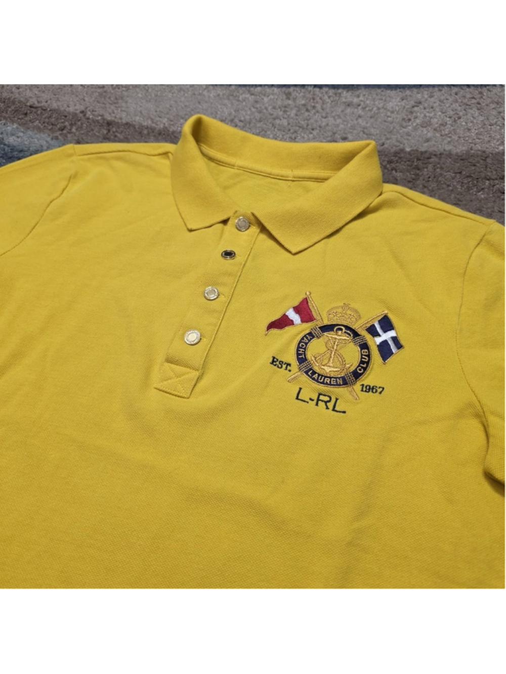 Ralph Lauren LRL Yacht Club Polo Yellow Embroidered Crest Womens